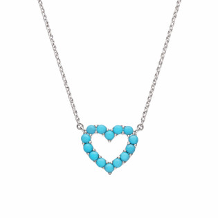 Naszyjnik srebrny z sercem zdobionym nano turkusami jubilerskimi próba 925