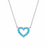 Naszyjnik srebrny z sercem zdobionym nano turkusami jubilerskimi próba 925