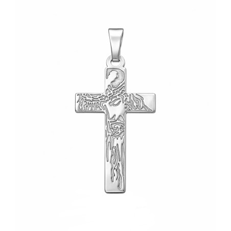 Krzyżyk srebrny z tłoczonym wizerunkiem Pana Jezusa