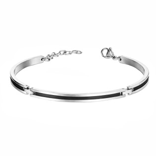 Bransoleta męska trzy blaszki z czarnymi paskami