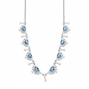 Naszyjnik srebrny 925 z topazem blue London i cyrkoniami