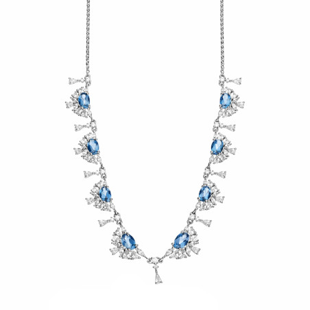 Naszyjnik srebrny 925 z topazem blue London i cyrkoniami