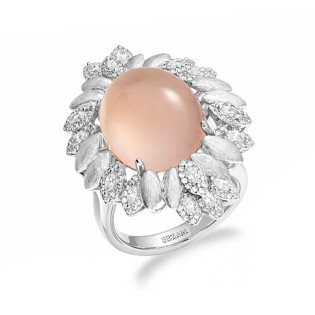 Pierścionek srebrny z kwarcem różowym próba 925