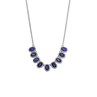 Naszyjnik srebrny 925 z naturalnym szafirem i cyrkoniami