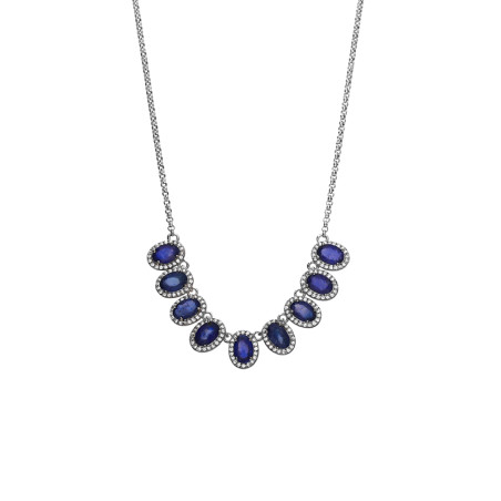 Naszyjnik srebrny 925 z naturalnym szafirem i cyrkoniami