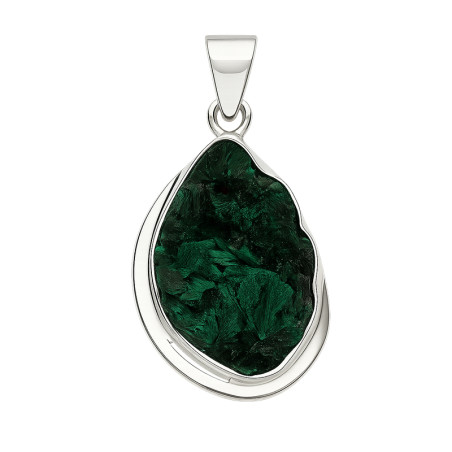 Wisiorek srebrny z zielonym malachitem z Kongo