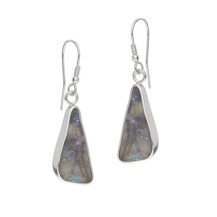 Kolczyki srebrne wiszące z różą chalcedonu