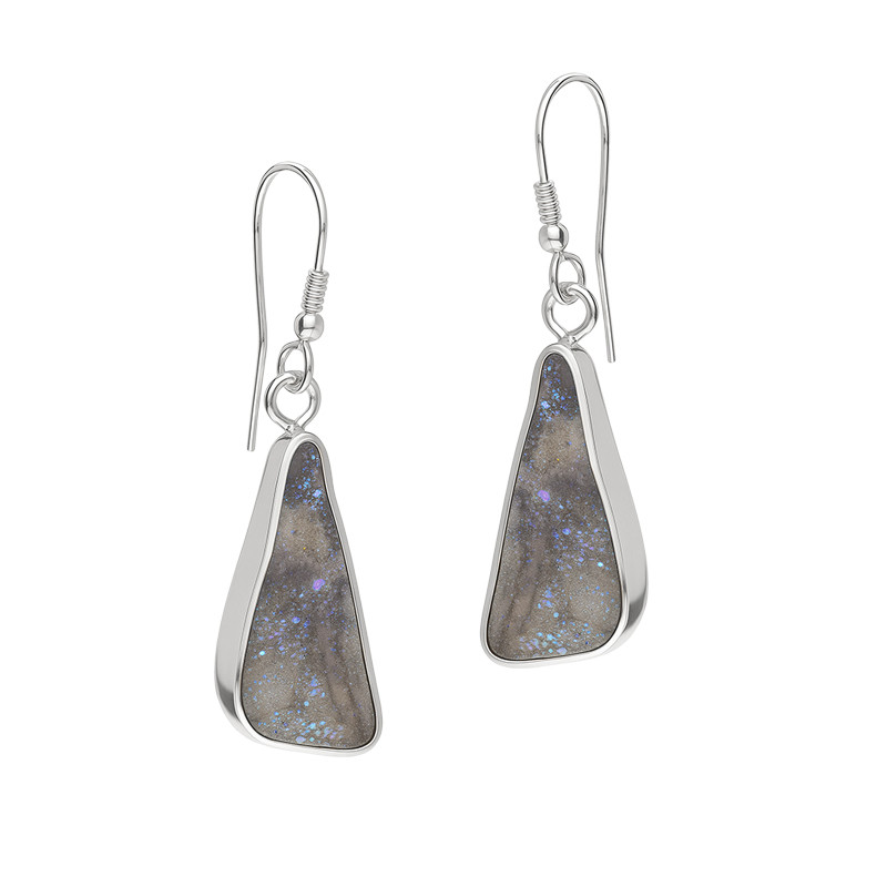 Kolczyki srebrne wiszące z różą chalcedonu