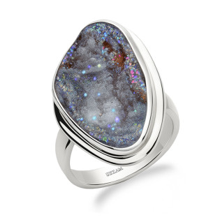 Pierścionek srebrny z różą chalcedonu