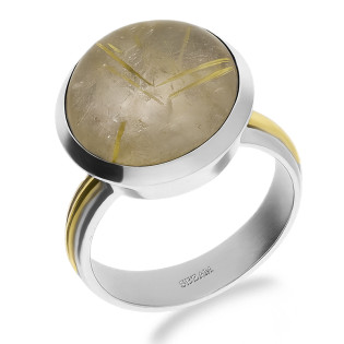 Pierścionek metaloplastyka z brassem i kwarcem