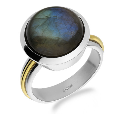 Pierścionek metaloplastyka z brassem i Labradorytem