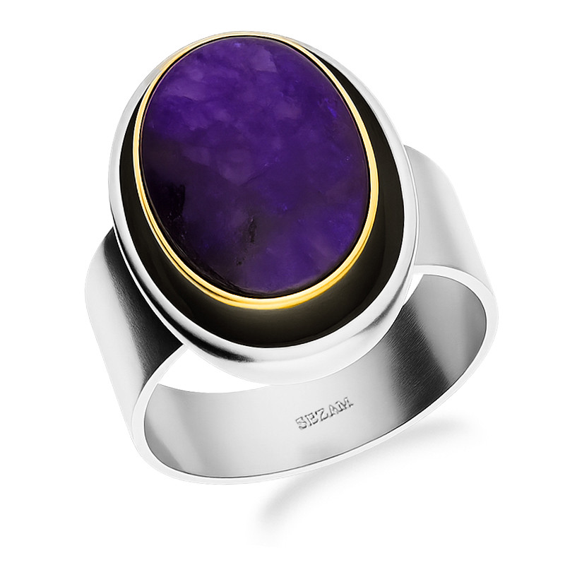 Pierścionek metaloplastyka z brassem i lapis lazuli