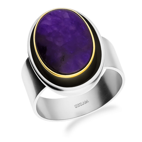 Pierścionek metaloplastyka z brassem i lapis lazuli