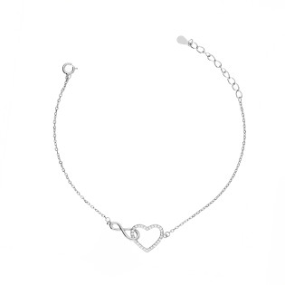 Bransoleta srebrna klanówka serce z nieskończonością