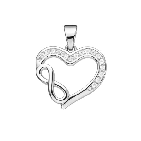 Serduszko srebrne z infinity i cyrkoniami