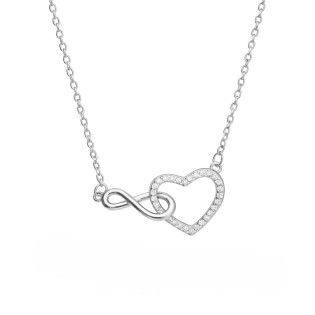 Naszyjnik srebrny klanówka serce złączone z nieskończonością