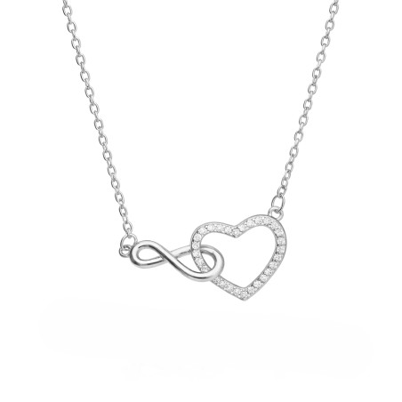 Naszyjnik srebrny klanówka serce złączone z nieskończonością