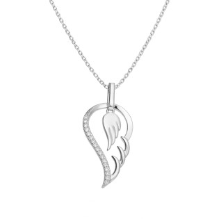 Naszyjnik srebrny skrzydło z cyrkoniami