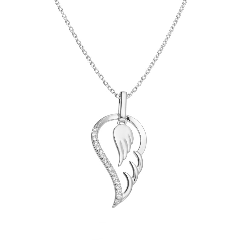 Naszyjnik srebrny skrzydło z cyrkoniami