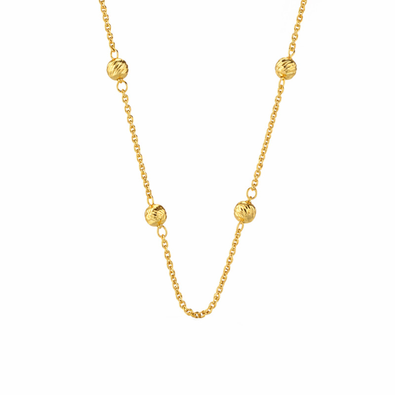 Naszyjnik pozłacany z grawerowanymi kulkami