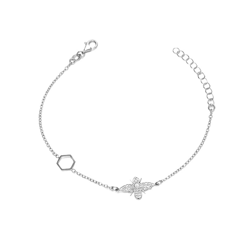 Bransoleta srebrna z pszczołą