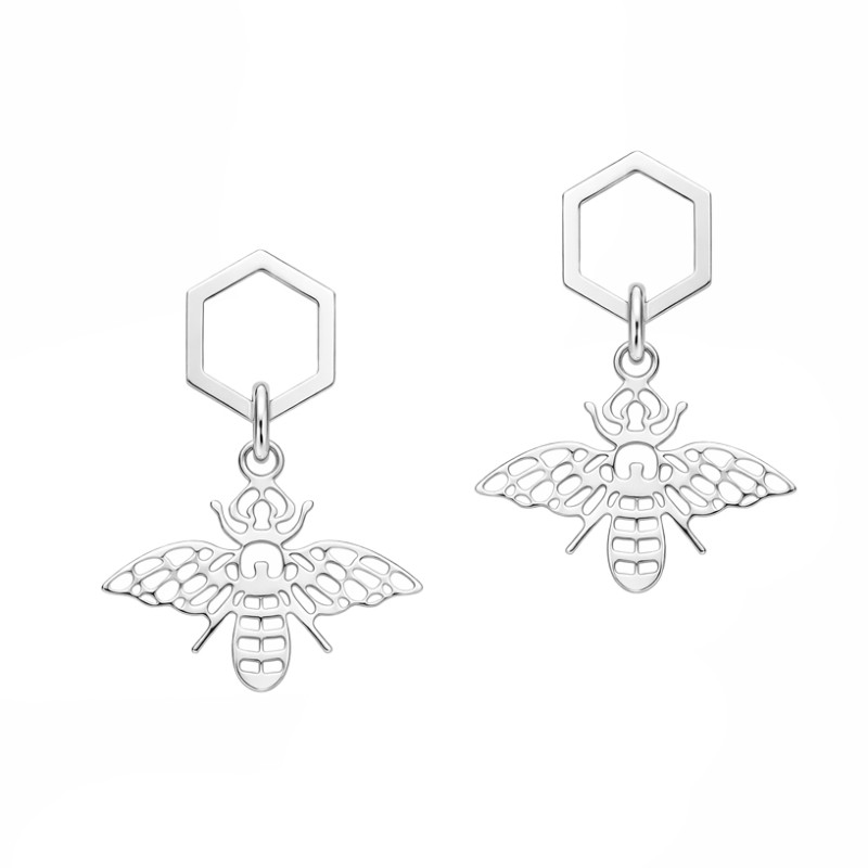 Kolczyki srebrne z pszczołą