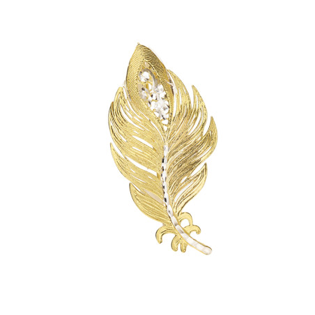 Pozłacana Broszka Piórko Ażurowe - JubilerSezam.pl