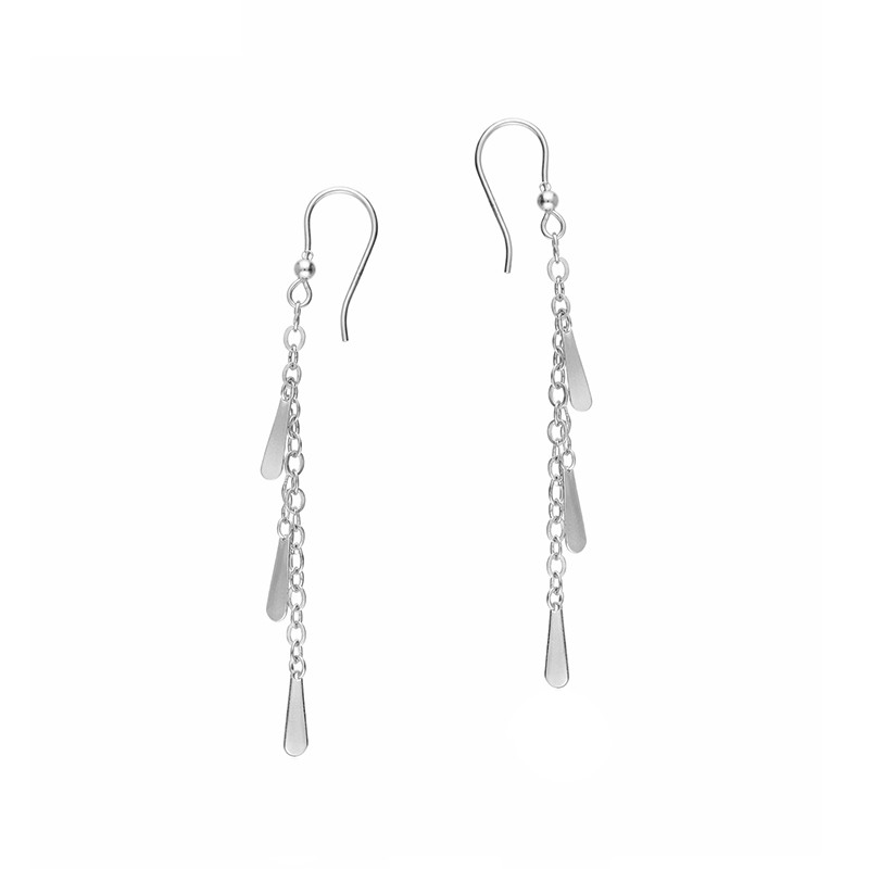 Kolczyki srebrne wiszące z kroplami na łańcuszku