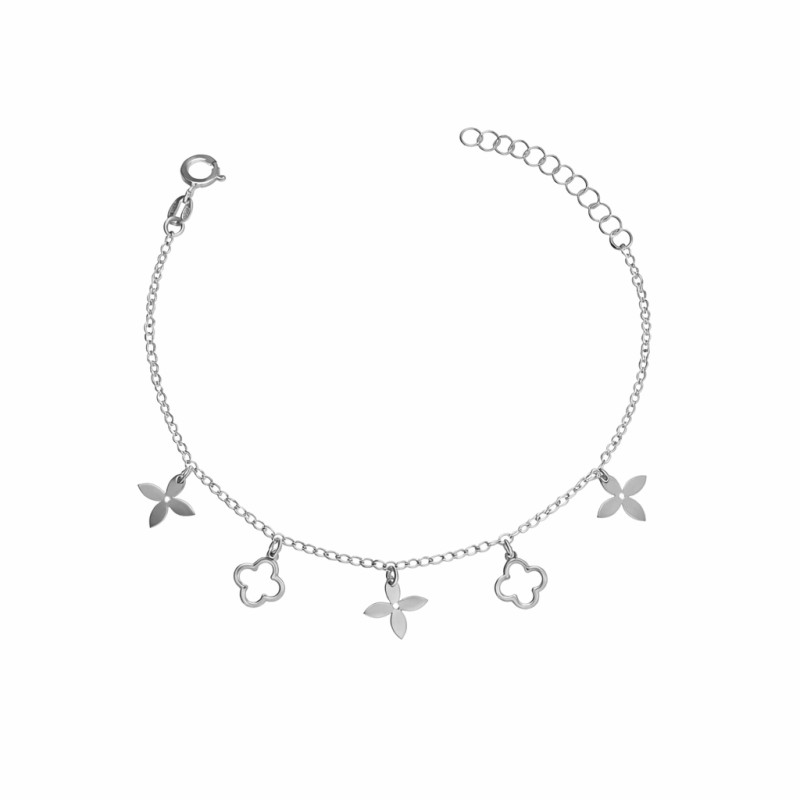 Bransoleta srebrna z kwiatkami