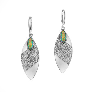 Kolczyki srebrne wiszące z opalem jubilerskim koloru morskiego