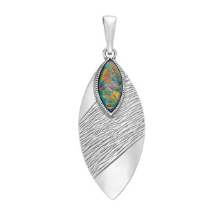 Wisior srebrny z opalem jubilerskim koloru morskiego