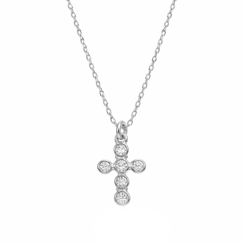 Naszyjnik srebrny rodowany z krzyżykiem wysadzanym cyrkoniami próba 925