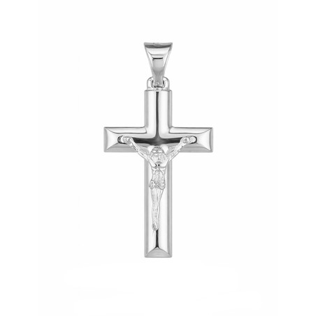 Srebrny krzyżyk 925 z wizerunkiem Pana Jezusa – proste kwadratowe ramiona, wybierany tył