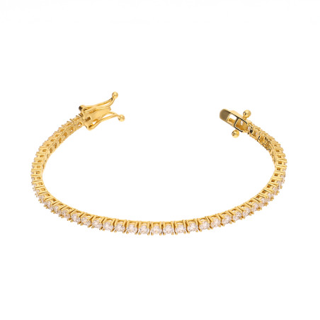 Bransoletka z cyrkoniami w oprawie tennis srebro koloru złotego próba 925