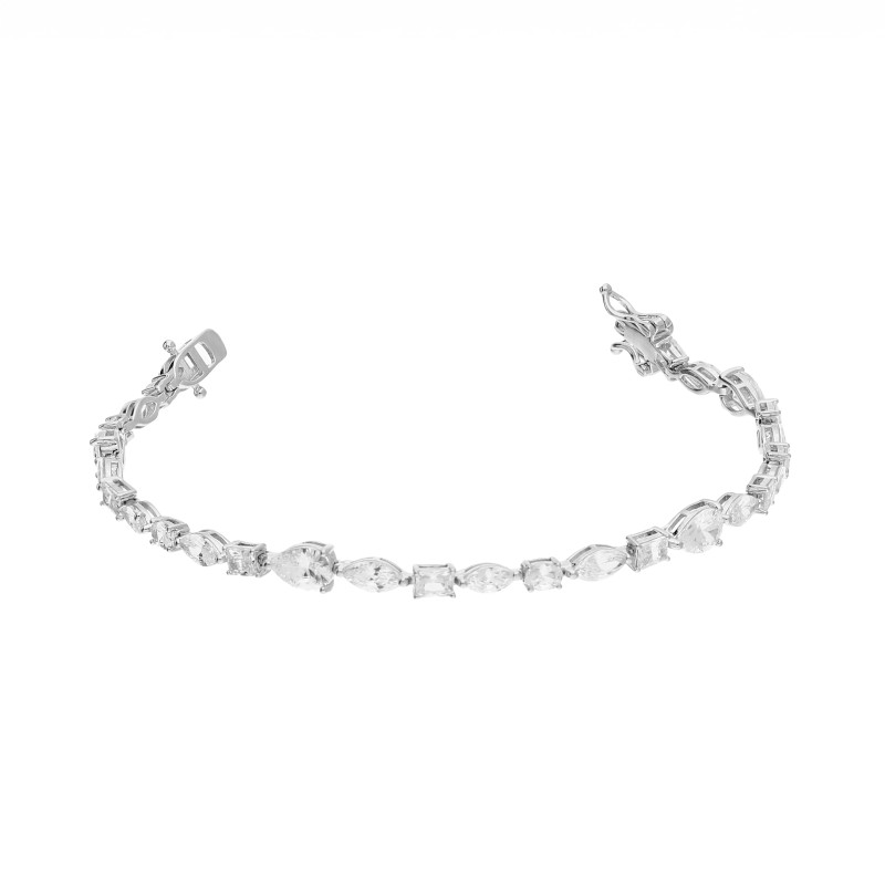 Bransoletka cyrkonia szlif gruszka i kwadratowa srebro 925