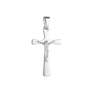 Srebrny krzyżyk 925 z wizerunkiem Chrystusa – zaokrąglone ramiona