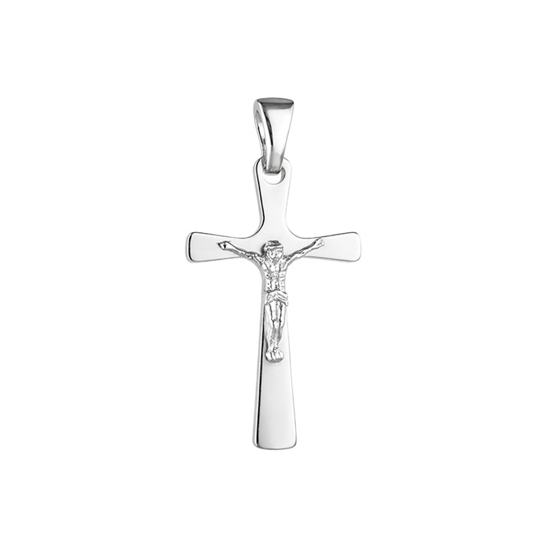 Srebrny krzyżyk 925 z wizerunkiem Chrystusa – zaokrąglone ramiona