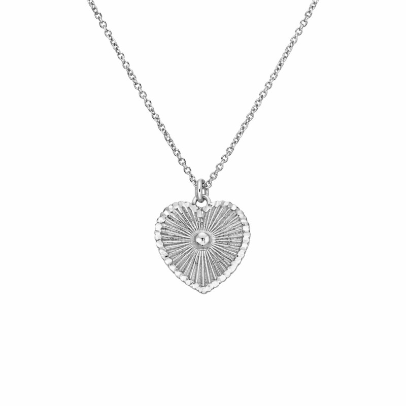 Naszyjnik srebrny rodowany z ruchomym sercem w promienistej oprawie próba 925