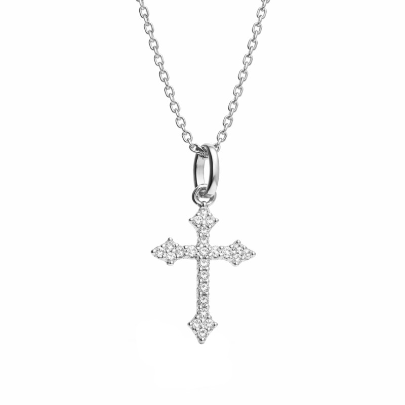 Naszyjnik srebrny z krzyżykiem z cyrkoniami