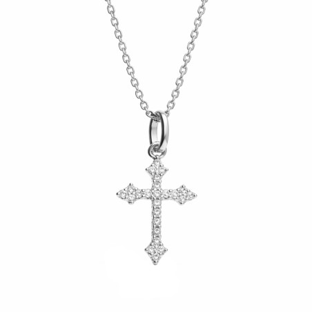 Naszyjnik srebrny z krzyżykiem z cyrkoniami