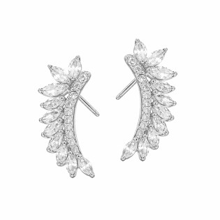 Kolczyki srebrne w kształcie wygiętego łuku z podwójnym rzędem cyrkonii próba 925