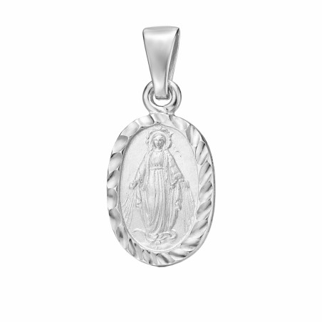 Medalik Niepokalana owal taflowany srebro 925