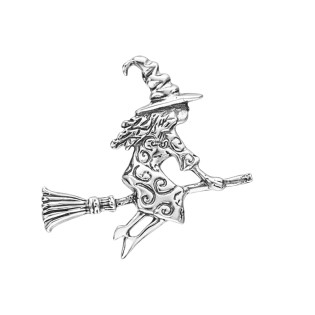 Wisiorek z czarownicą na miotle srebro 925