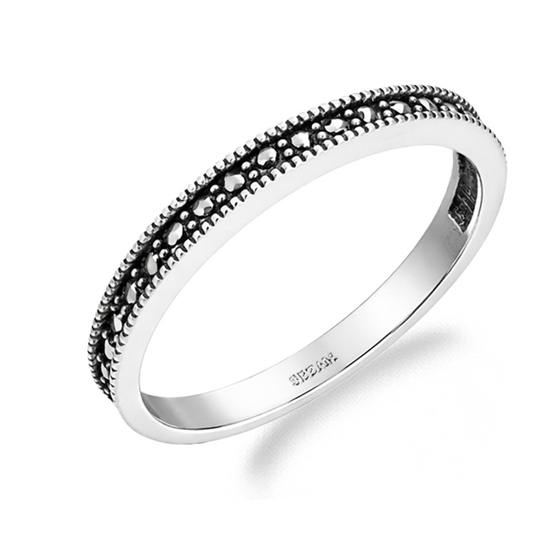 Pierścionek rings z markazytami srebro 925