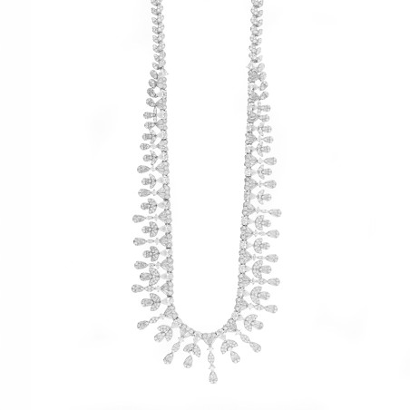 Komplet biżuterii kolia i kolczyki z cyrkoniami o różnym szlifie srebro 925