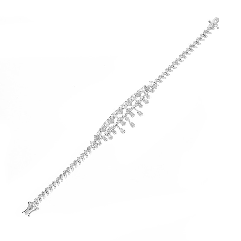 Bransoletka z cyrkoniami o różnym szlifie srebro 925