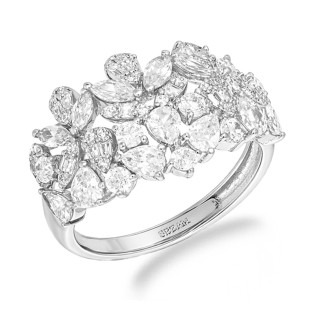 Pierścionek srebrny z cyrkoniami o różnym szlifie próba 925