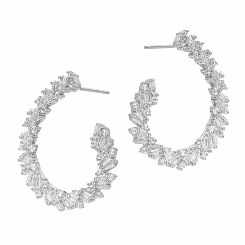 Kolczyki srebrne 925 otwarta kropla wysadzana cyrkoniami