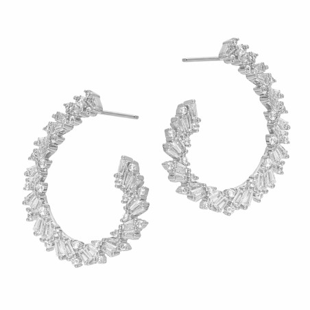 Kolczyki srebrne 925 otwarta kropla wysadzana cyrkoniami