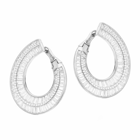 Kolczyki otwarta kropla wysadzana cyrkoniami bagieta srebro 925